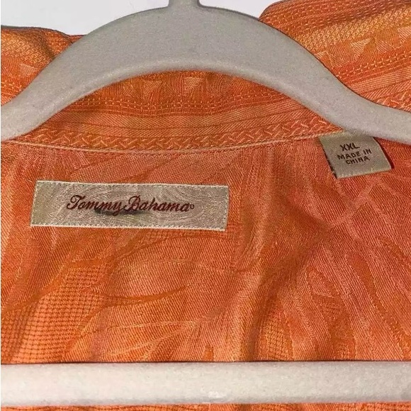 Tommy Bahama mens 100% silk orange button up shirt Hawaiian Size 2XL - Picture 6 of 11